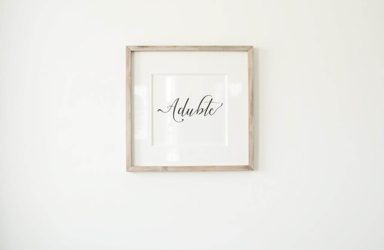 Custom calligraphy quote in a reclaimed wood frame
