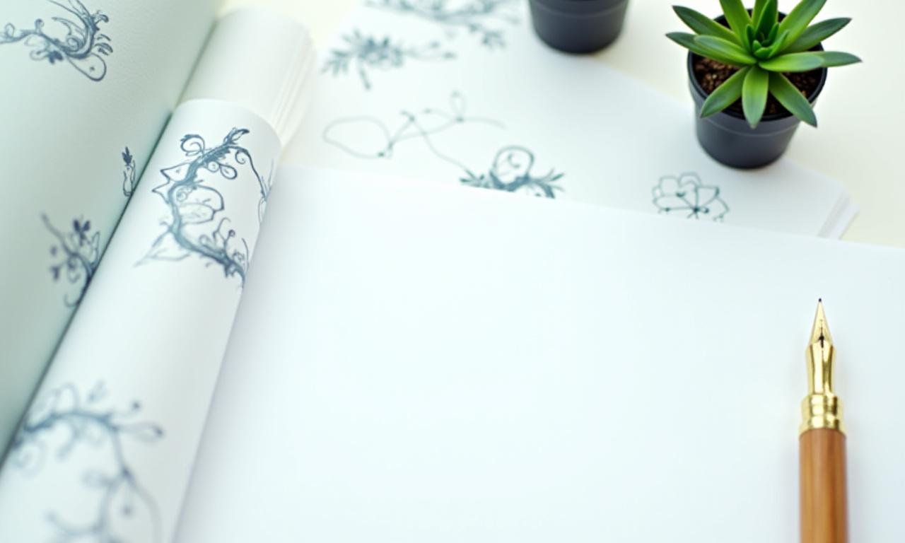 Sustainable stationary and fountain pen on a clean desk